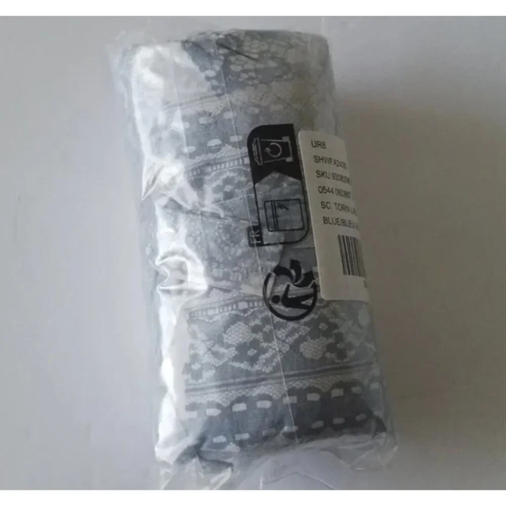 Urban Outfitters Torn Lacey Shower Curtain Blue Floral 72in x 72in